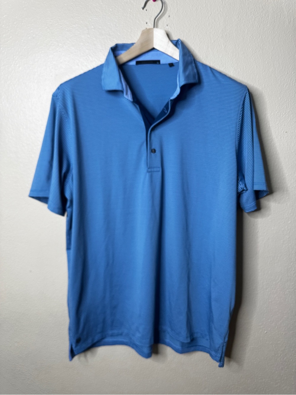 Greyson Mens XL Polo Shirt Blue Striped Short Sleeve Golf Performance